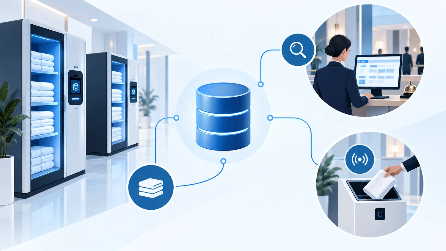 Smart Towel Cabinet issue and return workflow Smart towel cabinet issue and return workflow for hotels, gyms and spas