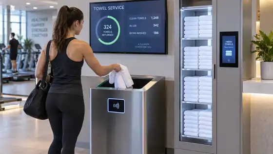 Smart Towel Return Station Smart towel return station for automated towel management in gyms hotels and spas